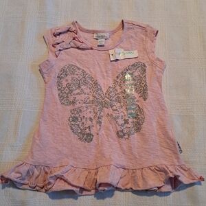 Naartjie girls size 3 butterfly shirt butterfly is silver sparkly print, New